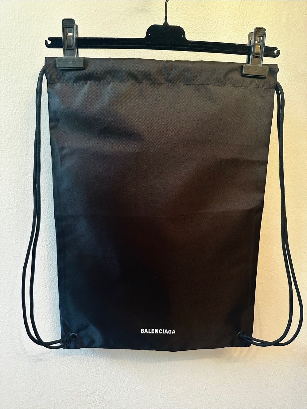 BALENCIAGA Black Drawstring Nylon Backpack Sack